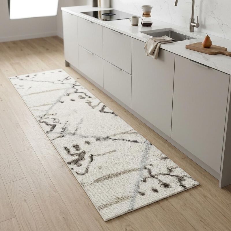 HomeRoots Geometric Non Skid Runner Rug image number 1