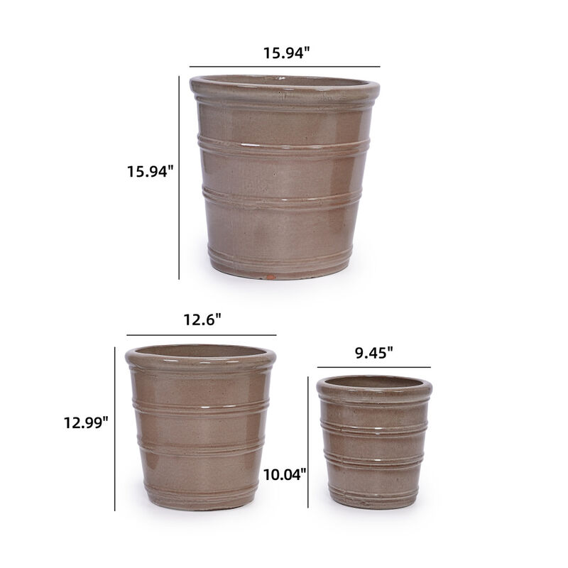Kihult Handmade Glazed Ceramic Planter Set image number 9