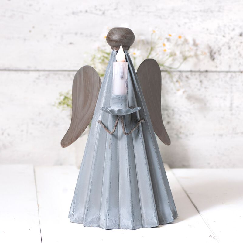 Angel Metal Candle Holder 135 Inch Weathered Zinc Indoor Tabletop Decor image number 1