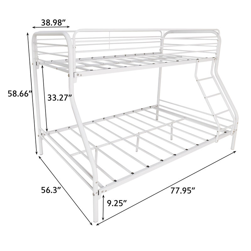 Twin-Over-Full Metal Bunk Bed, Heavy Duty Bunk Bed,Easy Assembly with Enhanced Upper-Level Guardrail