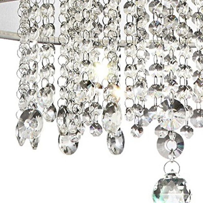 Hivvago Primo Gold Finish Ceiling Lamp with Crystal Accents and White Shade