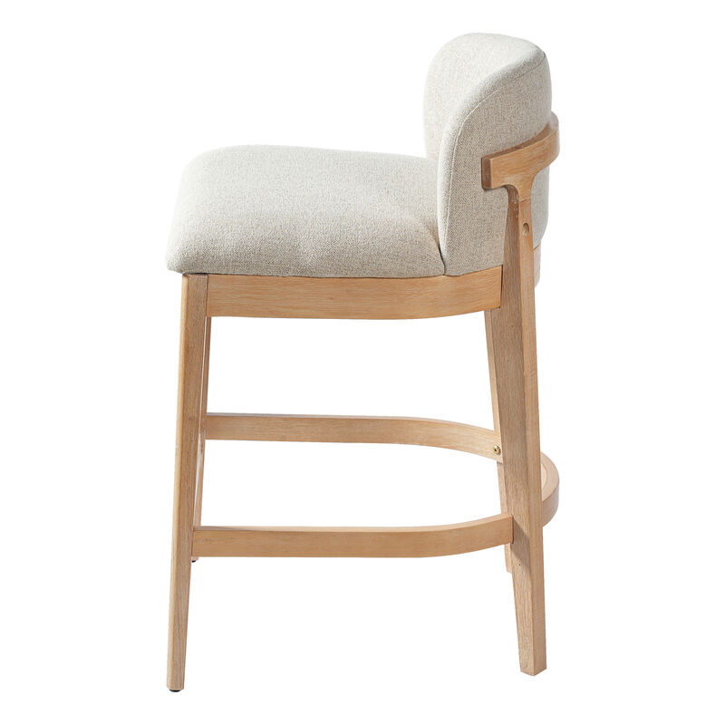 Christopher Knight Home Truda Farmhouse Rubberwood Upholstered Counter Stools with Curved Backrest (Set of 4) image number 4