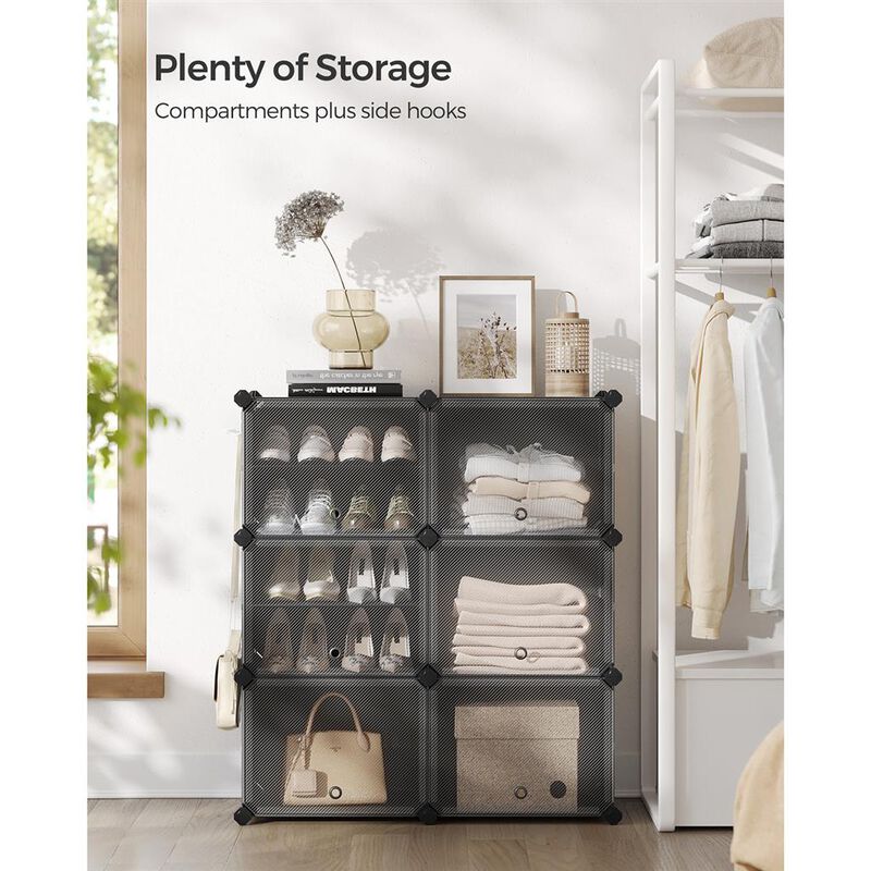 6-Cube Shoe Rack with Doors &ndash; Space-Saving Shoe Storage Unit Holds Up to 24 Pairs in Entryway or Bedroom