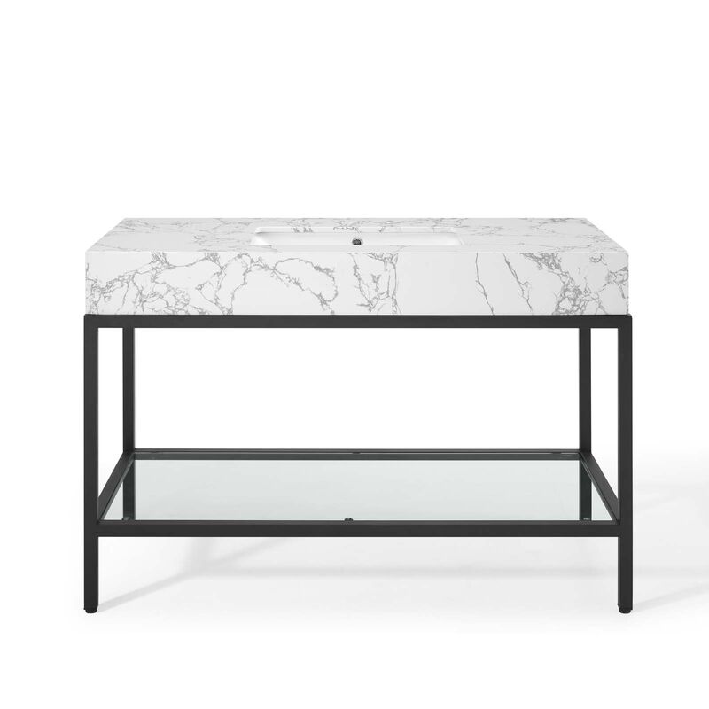 Kingsley 50" Black Stainless Steel Bathroom Vanity image number 5