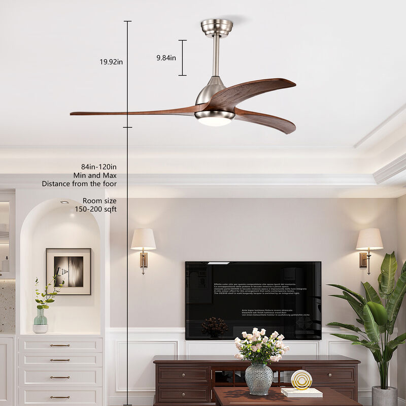 52" Indoor Ceiling Fan with Light & Remote &ndash; Quiet Motor, Patio, Bedroom & Living Room