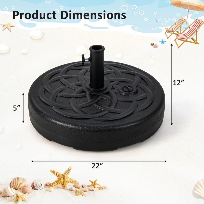 Mondawe 22 Inch Fillable Heavy-Duty Round Patio Umbrella Base Stand