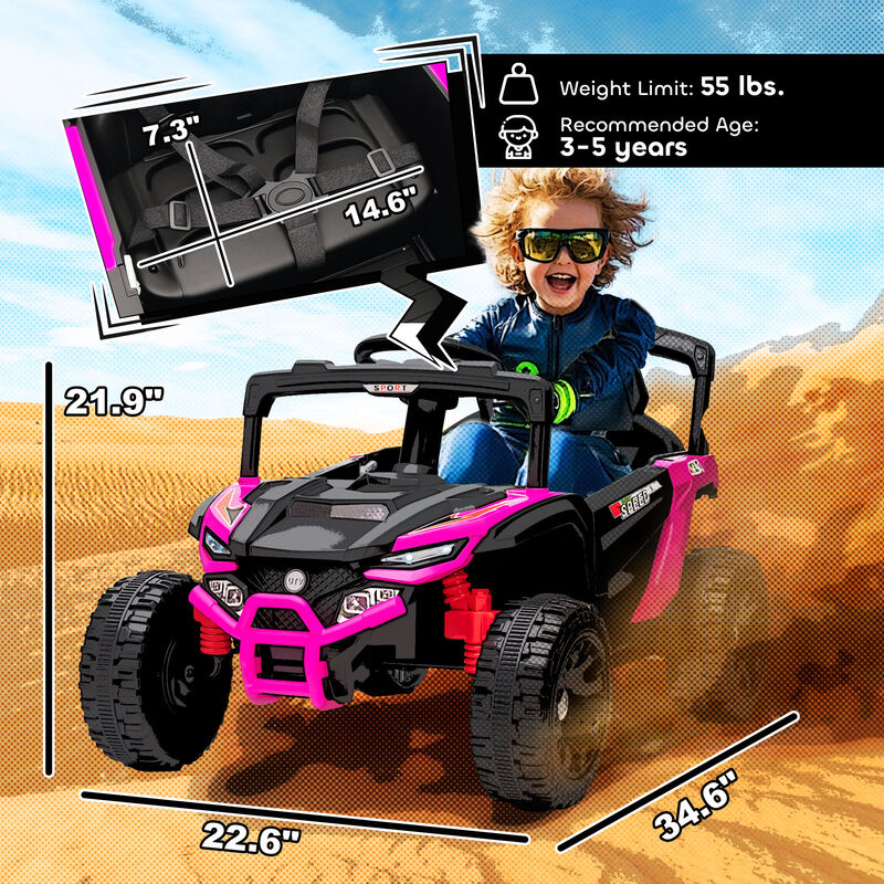 BreeBe 12V Kids Ride On Truck, Battery Powered Electric UTV Vehicle with Rear Suspension, Remote Control image number 2
