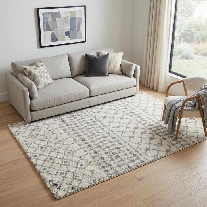 HomeRoots Geometric Shag Area Rug