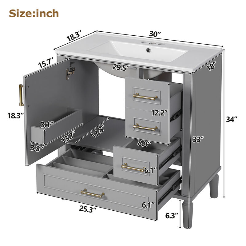 Merax Bathroom Vanity with Ceramic Sink