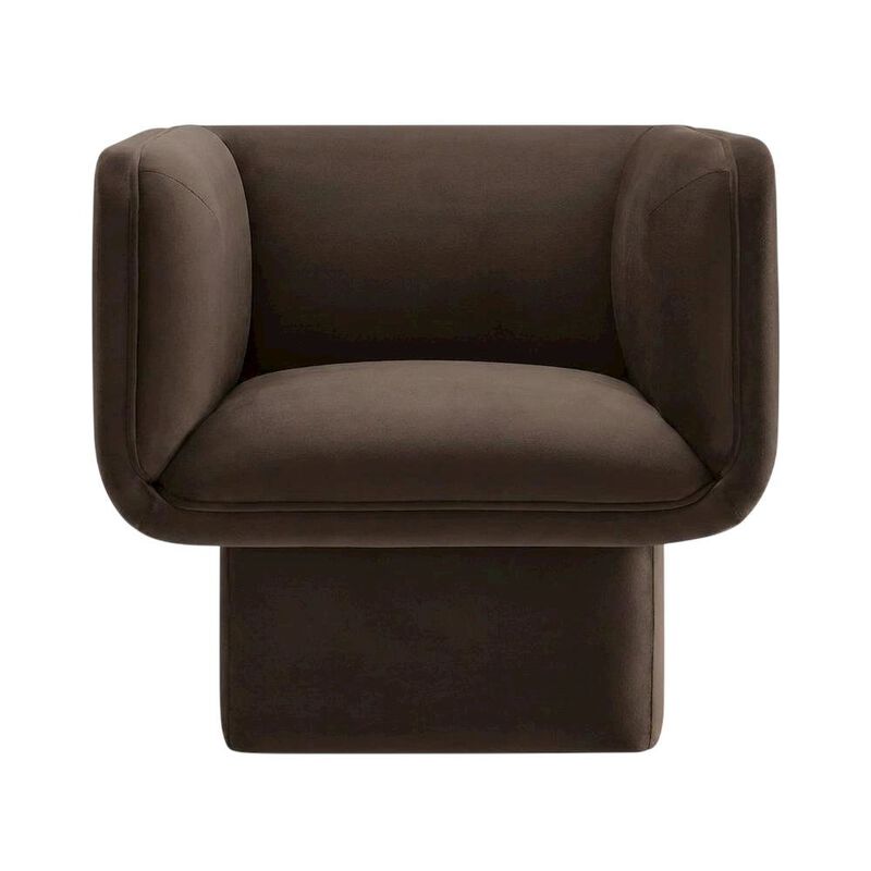 Performance Velvet Accent Chair with Padded Arms, Chocolate Brown image number 0