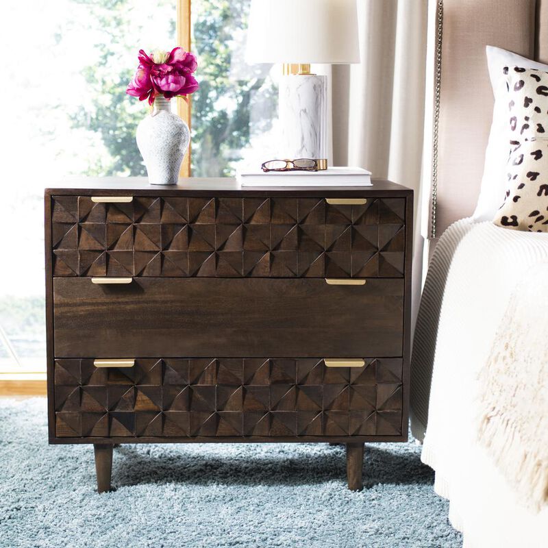 Safavieh Zinnia 3 Drawer Chest , Walnut