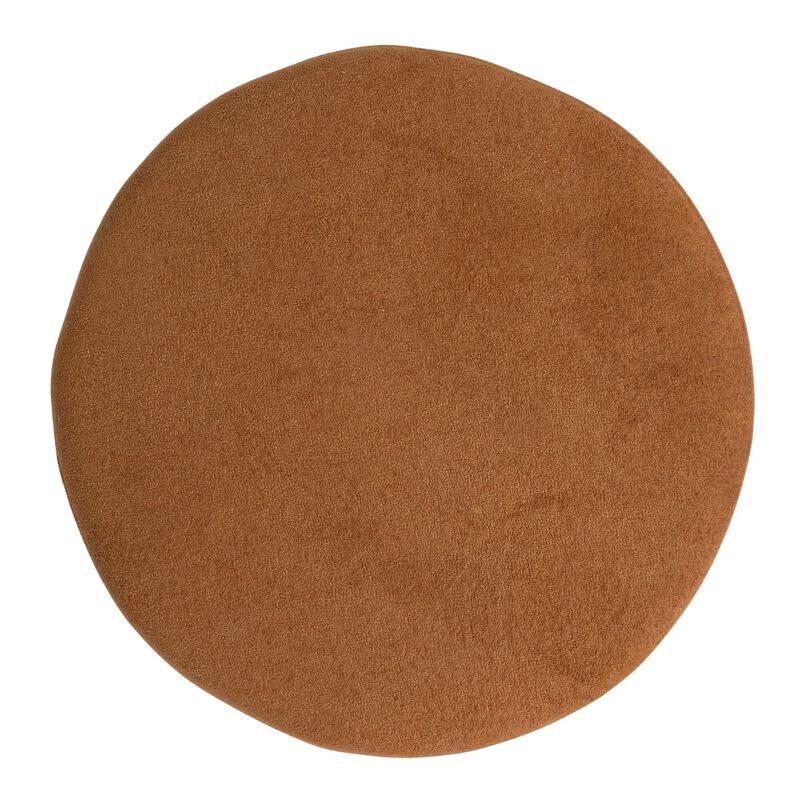 Terracotta Boucle Upholstered Ottoman with Tapered Mango Wood Legs image number 5