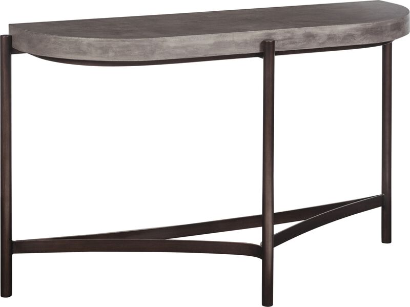 Lyon Semi-circular Natural Concrete and Metal Console Table