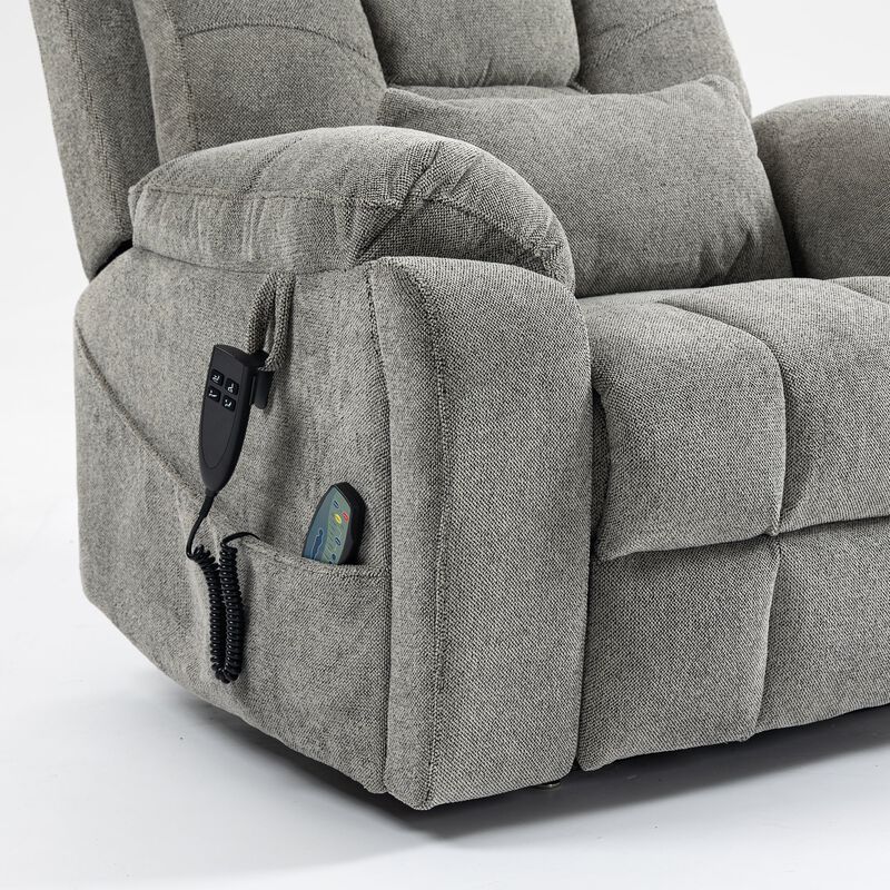 Velvet Electric Lift Recliner with Heating and Massage, Power Lift Sofa Chair with 2 Pocket Cup Holders, 2 Remote Controls, Dual OKIN Motors image number 4