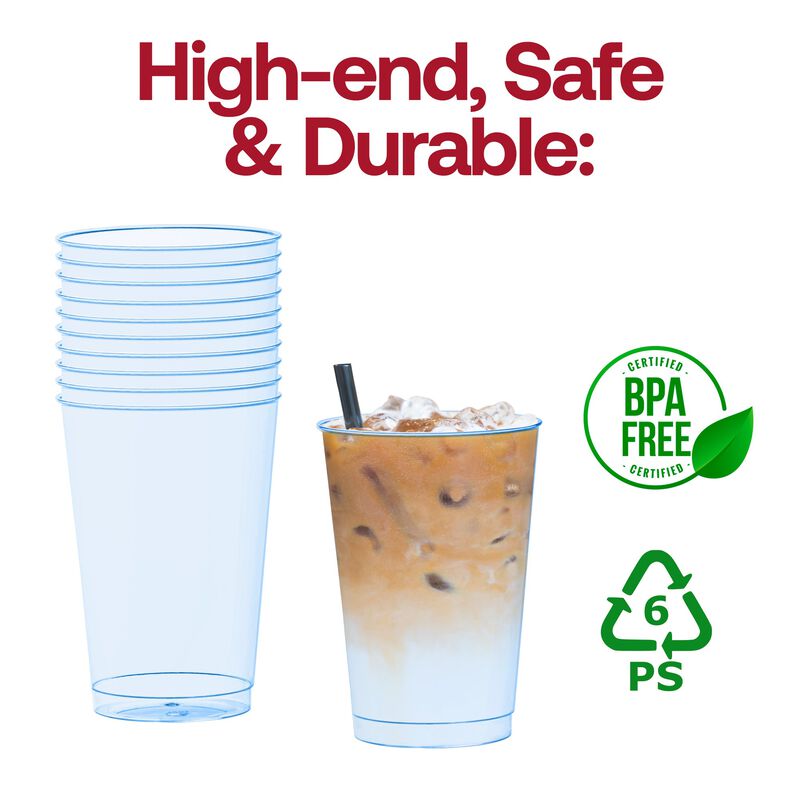 12 oz. Clear Blue Plastic Party Cups (240 Cups) image number 5