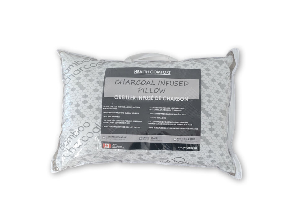 Cotton House - Charcoal Infused Pillow, Hypoallergenic, Standard Size