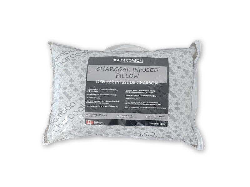 Cotton House - Charcoal Infused Pillow, Hypoallergenic, Queen Size image number 2