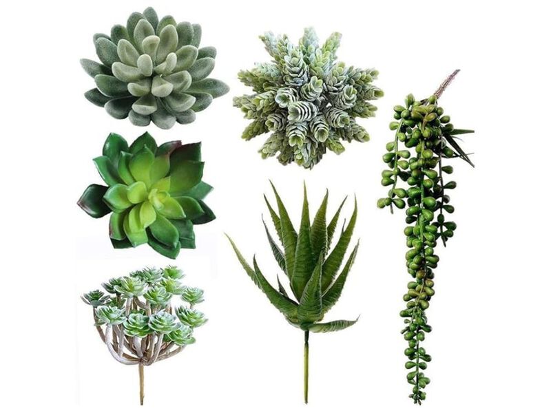 6 Piece Green Artificial Hanging Succulent Plants Wedding Centerpiece Decor image number 0
