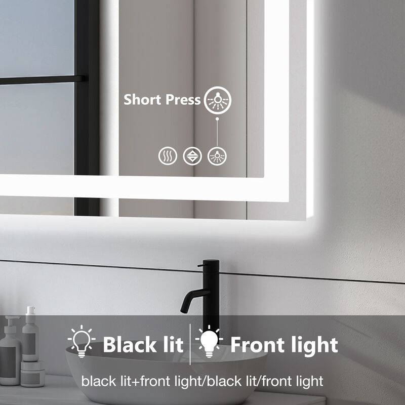 20"x28" LED Bathroom Mirror, Anti-Fog Vanity Mirror with Dual Light Modes, White