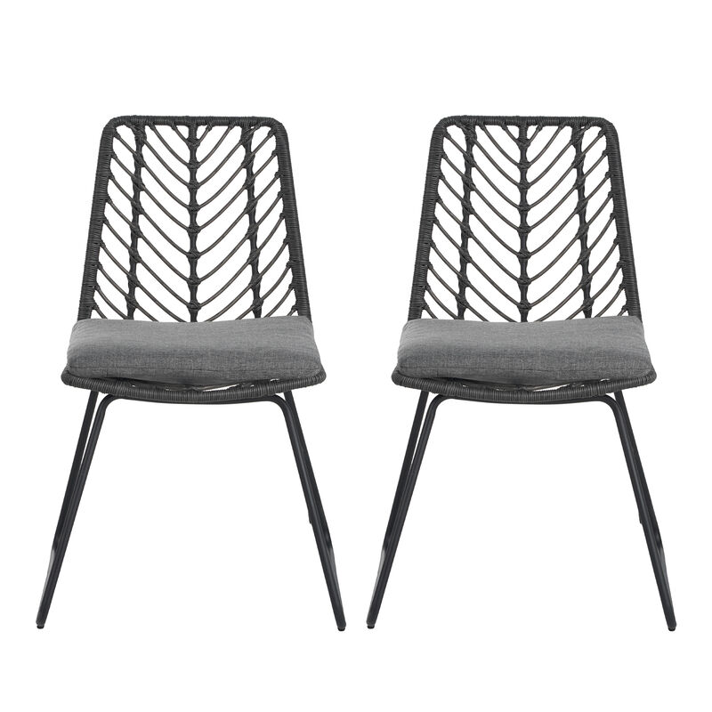 Merax Rattan Outdoor Indoor Dining Chairs 2 Pieces