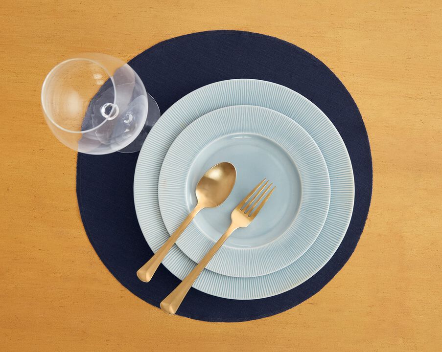 Solino Home 100% Pure Linen Round Placemats 15 Inch Diameter Set of 4 - Vesta