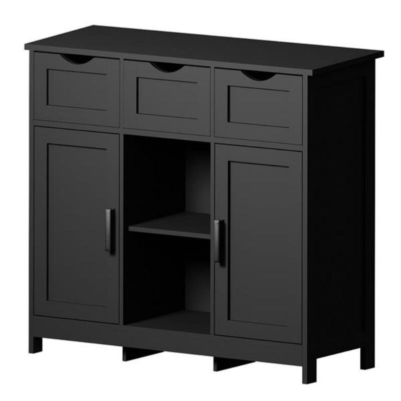 Floor Storage Cabinet Multi-Purpose Organizer with Drawers & Shelves For Living Room