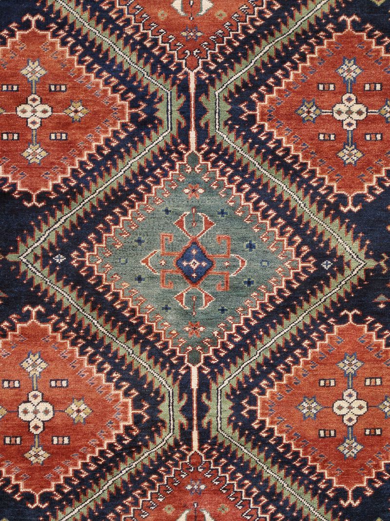 Pasargad Home Kazak Hand-Knotted Navy Wool Area Rug- 6' 8'' X 10' 3'' image number 1