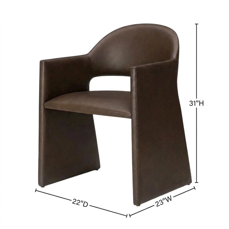 Vegan Leather Dining Armchair with Padded Seat and Arms, Espresso image number 2