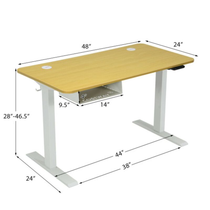 48-Inch Electric Standing Adjustable Desk with Control Panel and USB Port-Beige