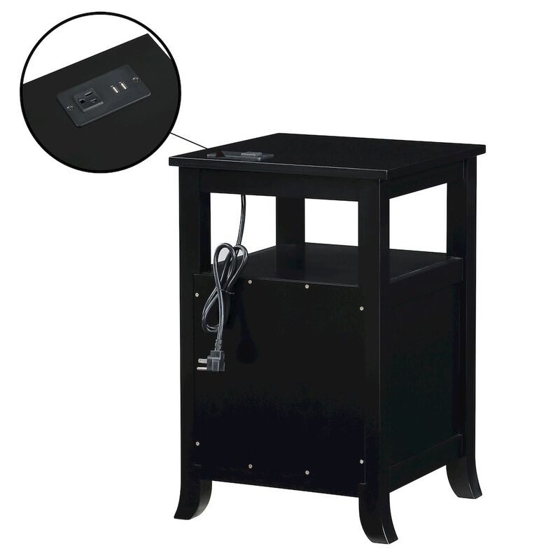 Convenience Concepts Melbourne 2 Drawer End Table with Charging Station and Shelf