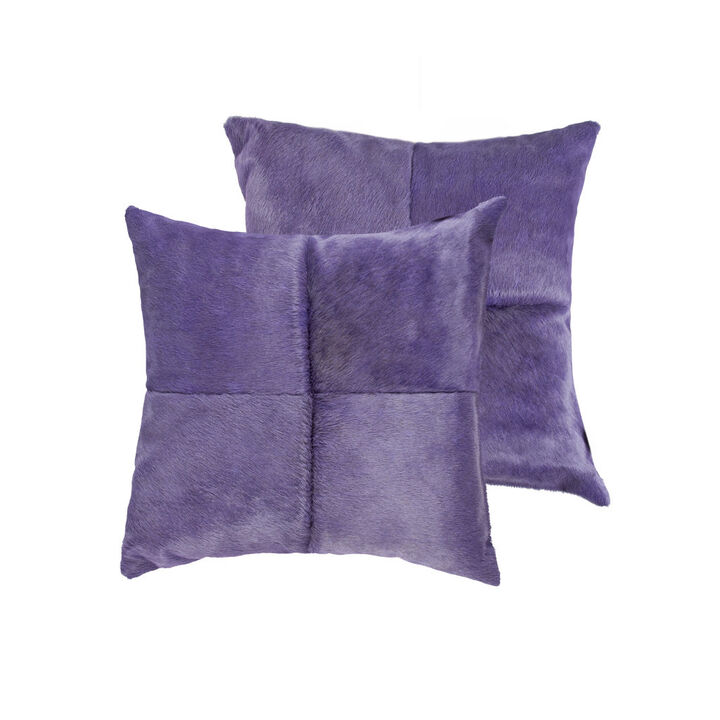 HomeRoots Set of Two 18" Purple Cowhide Throw Pillows