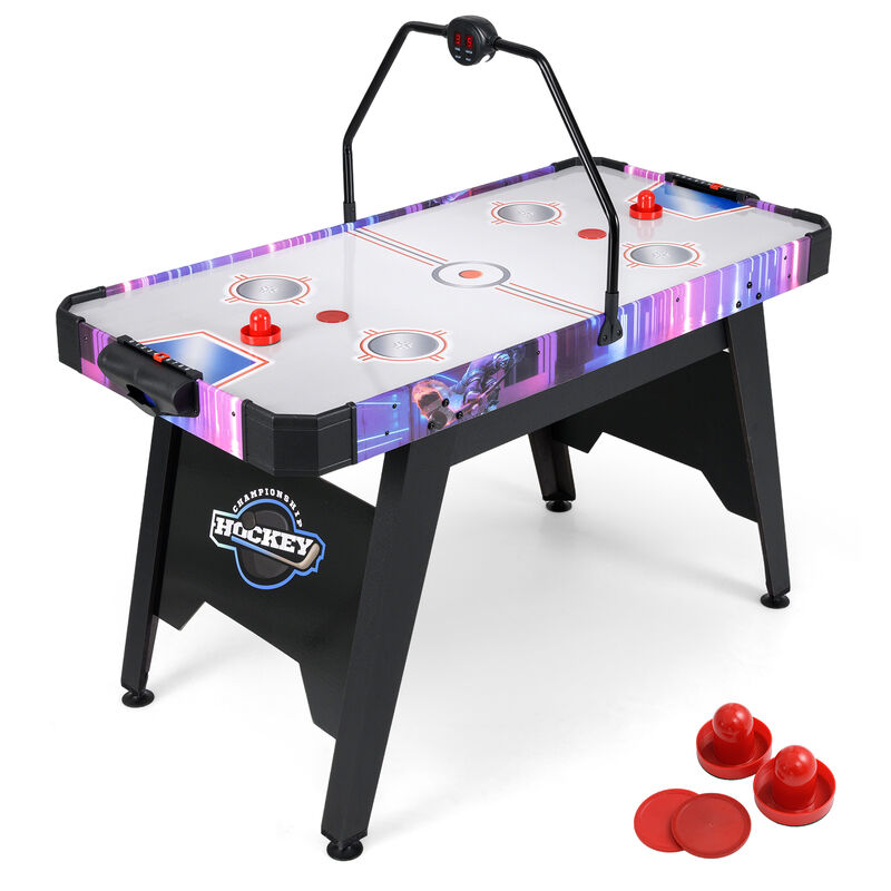 Air Hockey Table Game with LED Scoring Display and Powerful 12V Motor-White image number 3