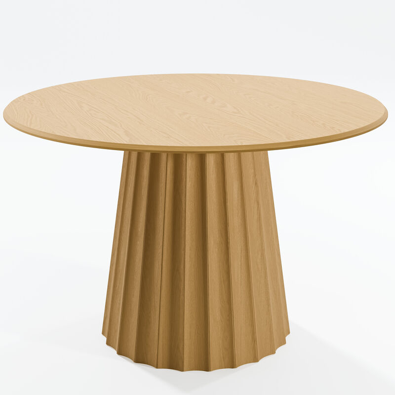 46 Inch Round Natural Wood Dining Table Seats 4-6 People, Suitable for Living Room and Dining Room