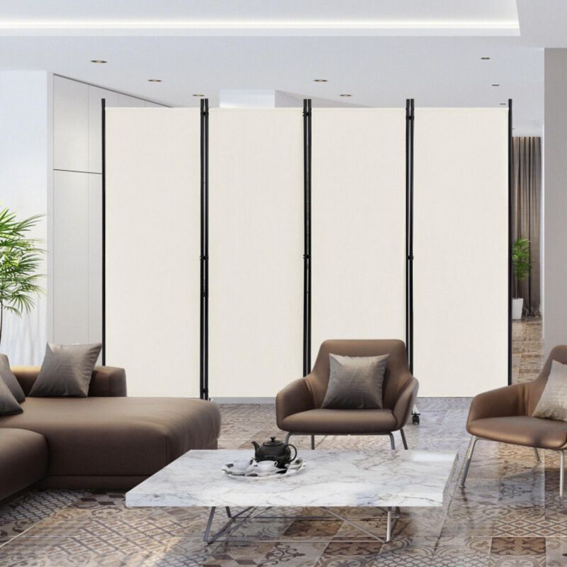 Hivvago 4-Panel Folding Room Divider 6 Feet Rolling Privacy Screen with Lockable Wheels image number 1