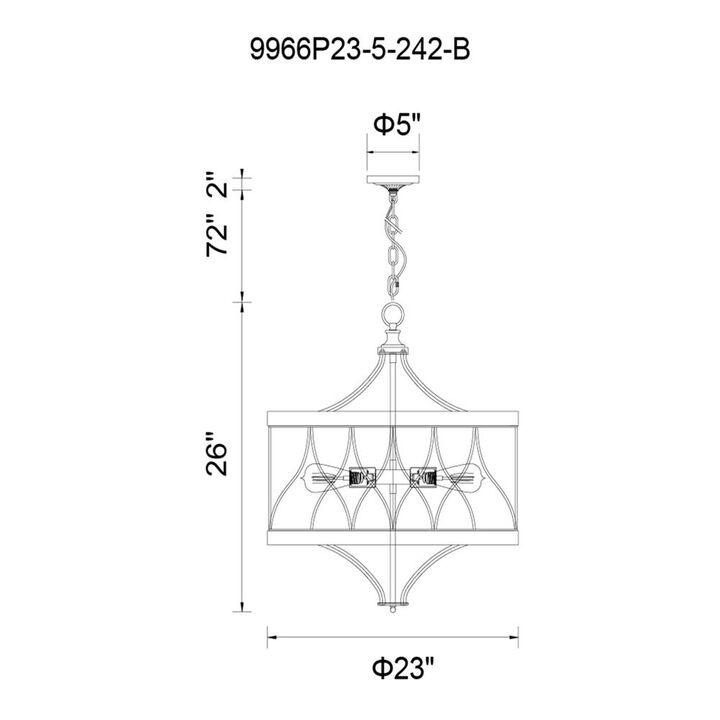 CWI Lighting Amazon 5 Light Drum Shade Chandelier With Gun Metal Finish