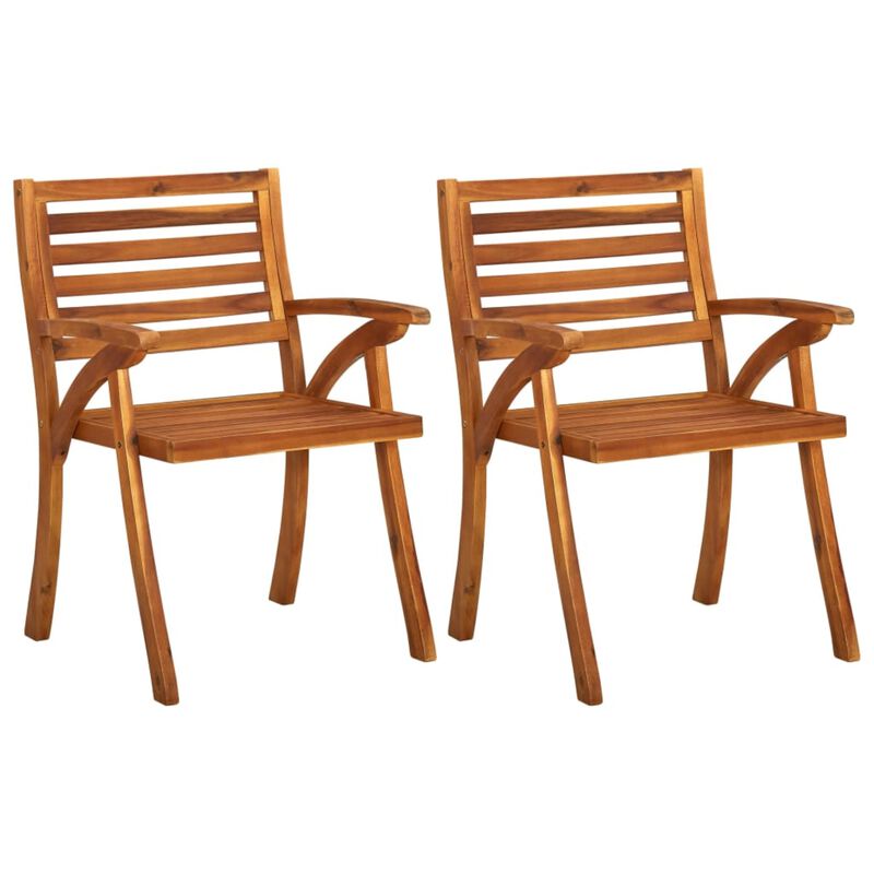 vidaXL Garden Dining Chairs with Cushions 2 pcs Solid Acacia Wood image number 1