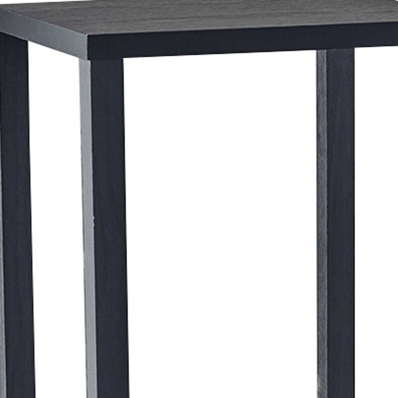 Hivvago 35 Inch  Black Solid Wood Square End Table With Two Shelves