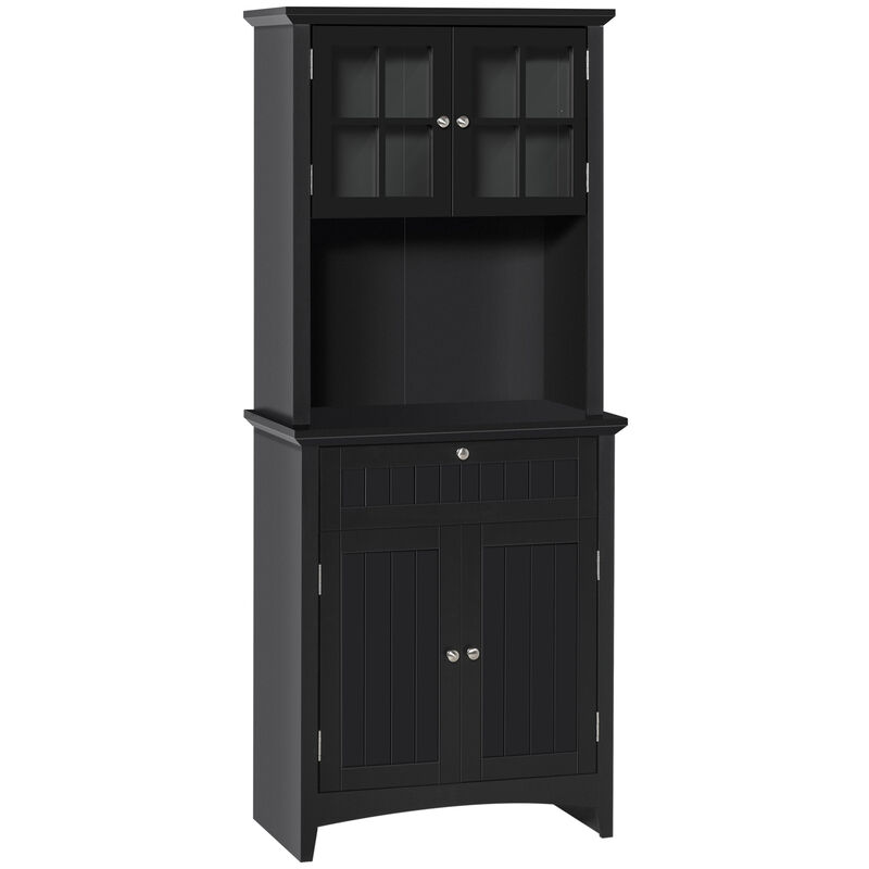 Hivvago Pantry Storage Cabinet with Hutch and Framed Glass Door image number 0