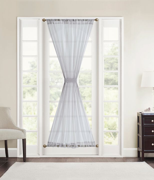 THD Sheer Voile French Door Patio Sidelight Window Treatment Curtain Panels with Tieback for Kitchen Doors - 2 Panels