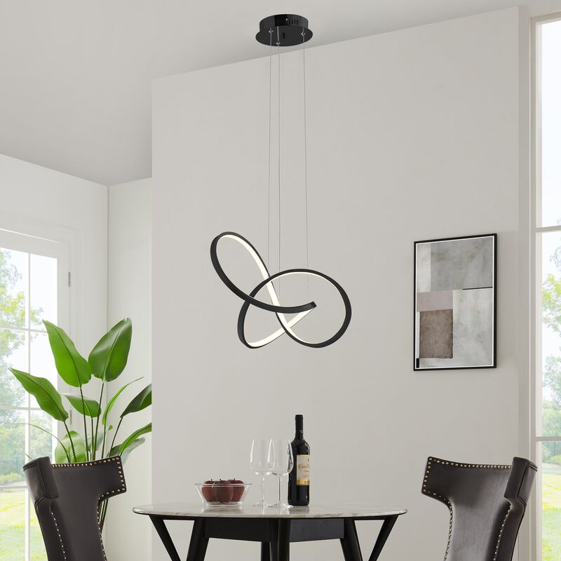 Knotted Chandelier Black Metal Integrated LED Dimmable