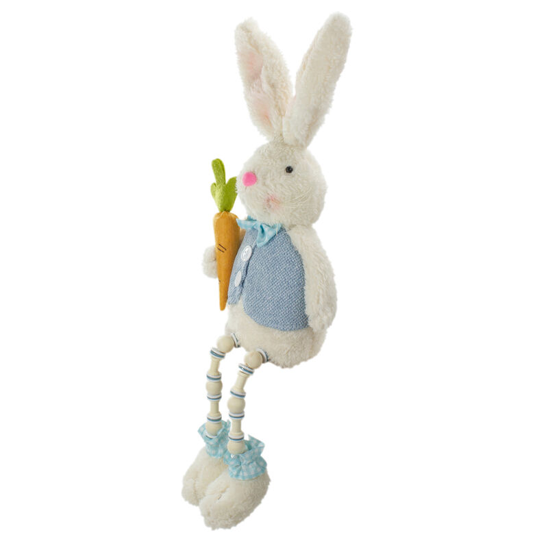 22" Blue and White Boy Easter Bunny Rabbit with Dangling Bead Legs Spring Figure