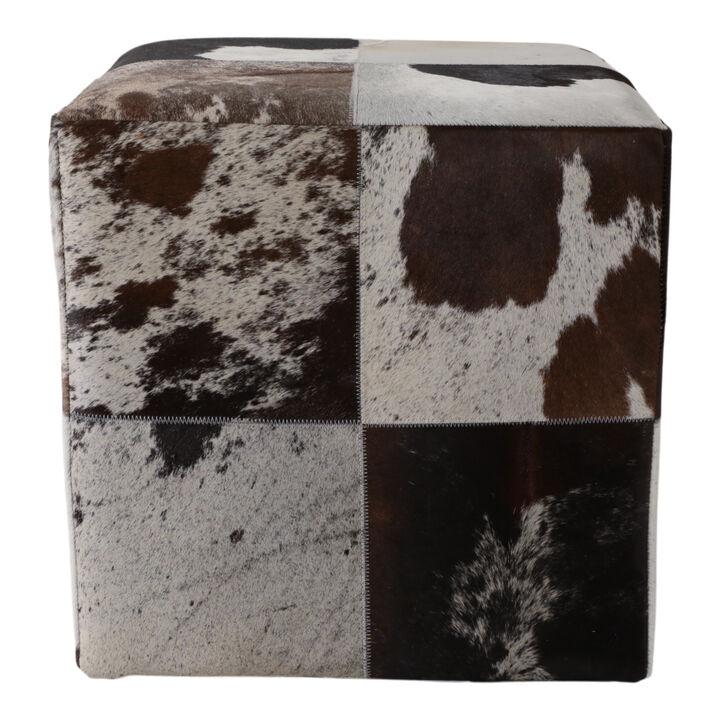Hair On Hide Patchwork Ottoman
