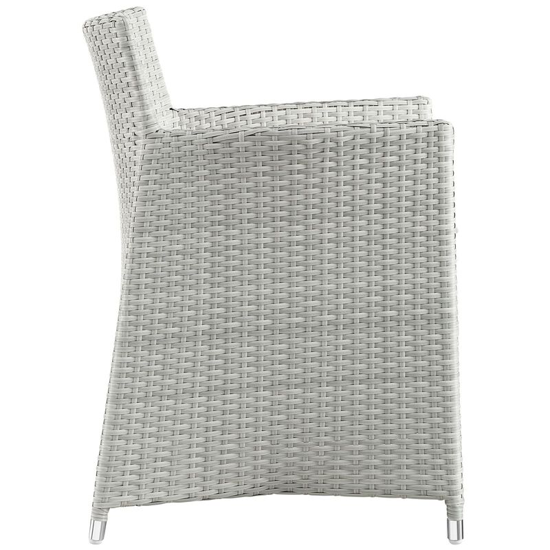Modway Junction Wicker Rattan Outdoor Patio Two Dining Arm Chairs with Cushions in Gray White