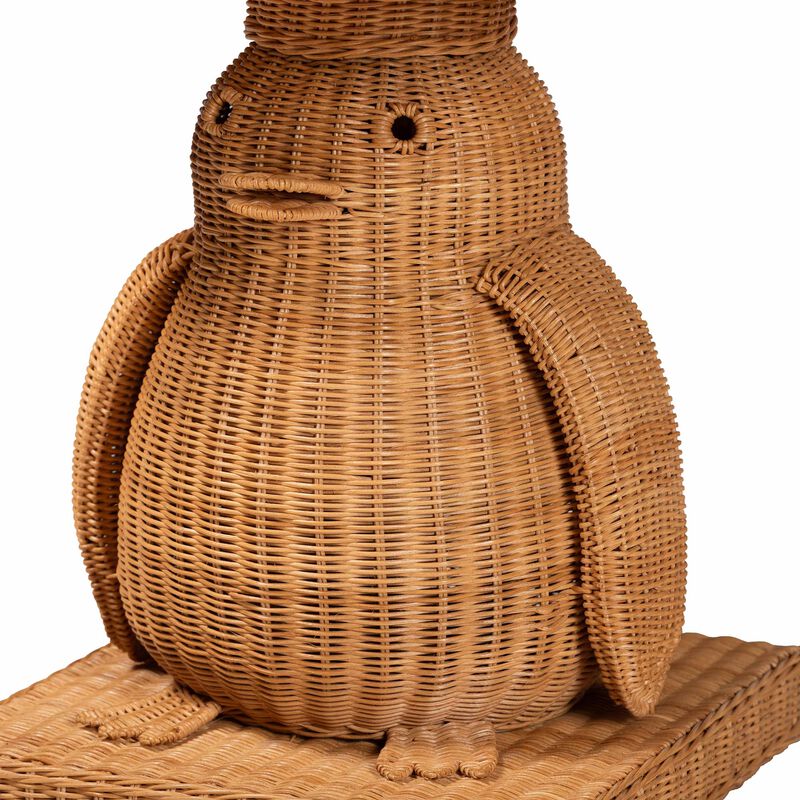 bali & pari Pembroke Penguin End Table - Handwoven Rattan Sculptural Accent Side Table with Platform Base image number 4