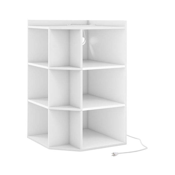 Three-Layer Corner Cabinet Space-Saving Storage with Built-In Charging Station
