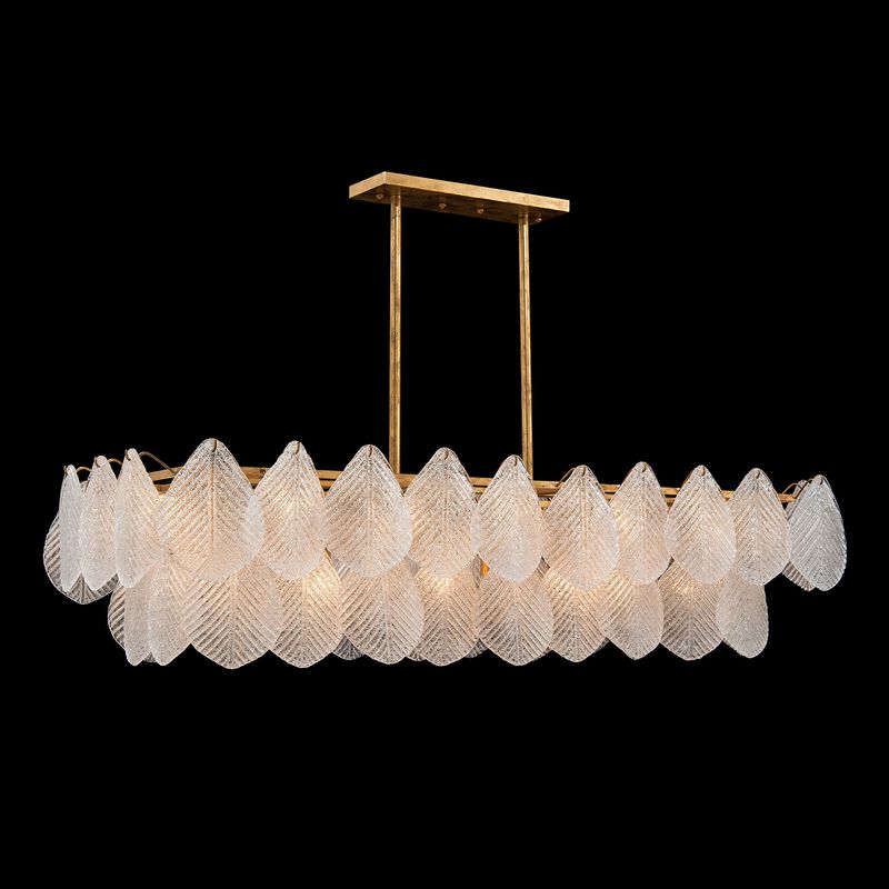 Frosted Glass Petal Horizontal Twenty-Four-Light Chandelier