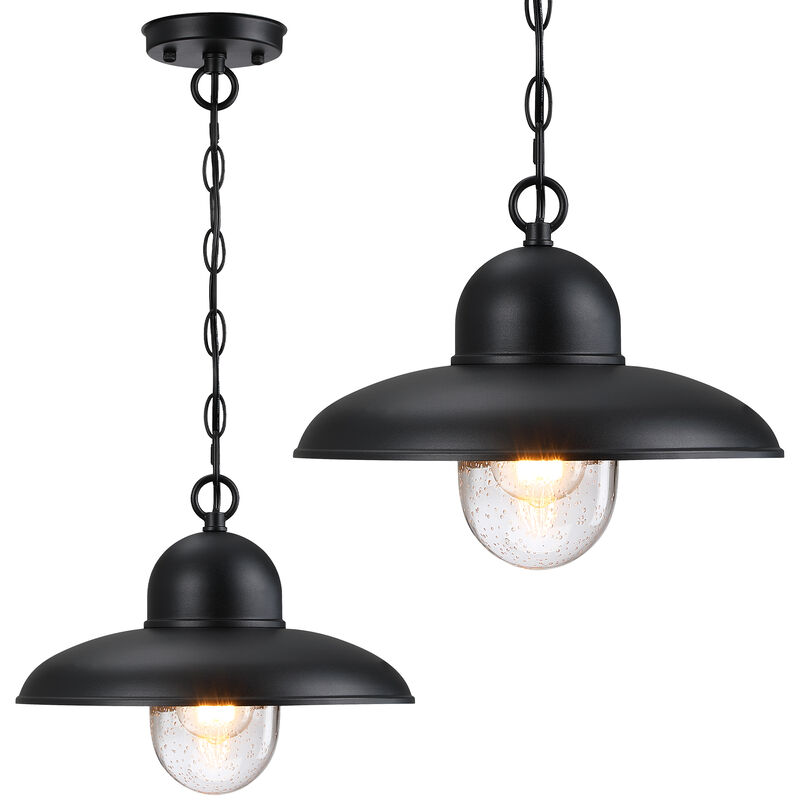 1-Light Black Outdoor Pendant Light image number 0
