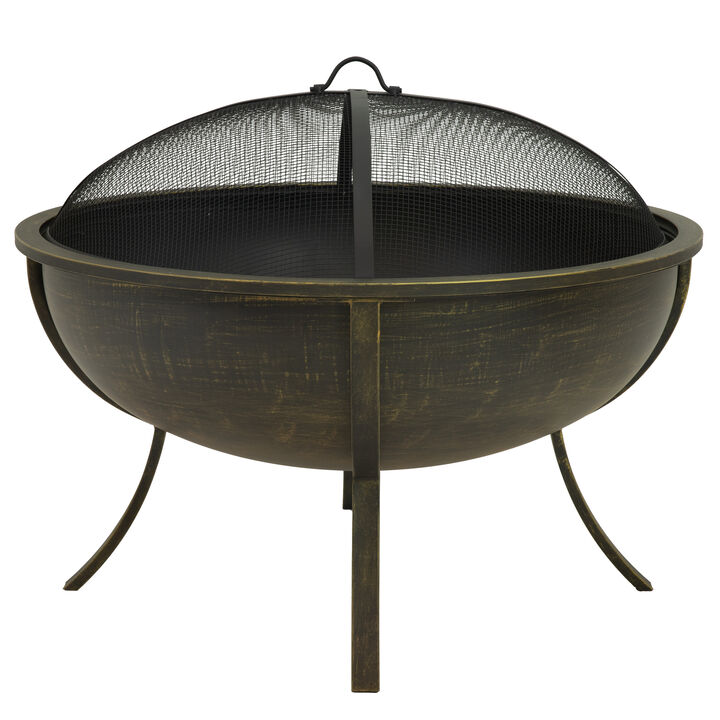Raised Fire Pit Bowl + Spark Screen