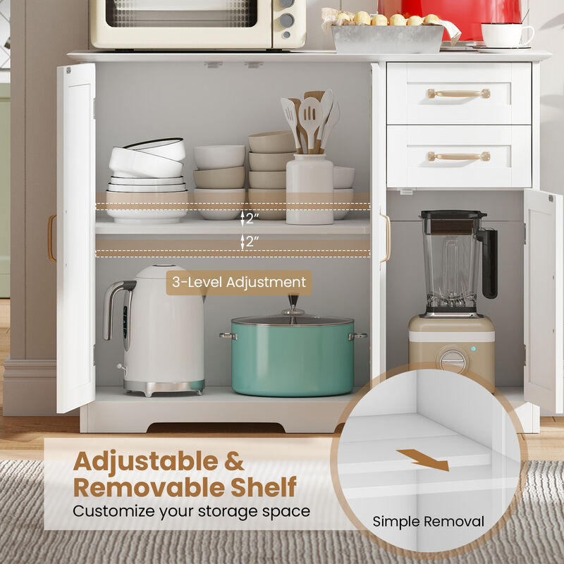 Modern 40" Buffet Cabinet with 2 Drawers and Adjustable Shelf Kitchen Storage image number 4