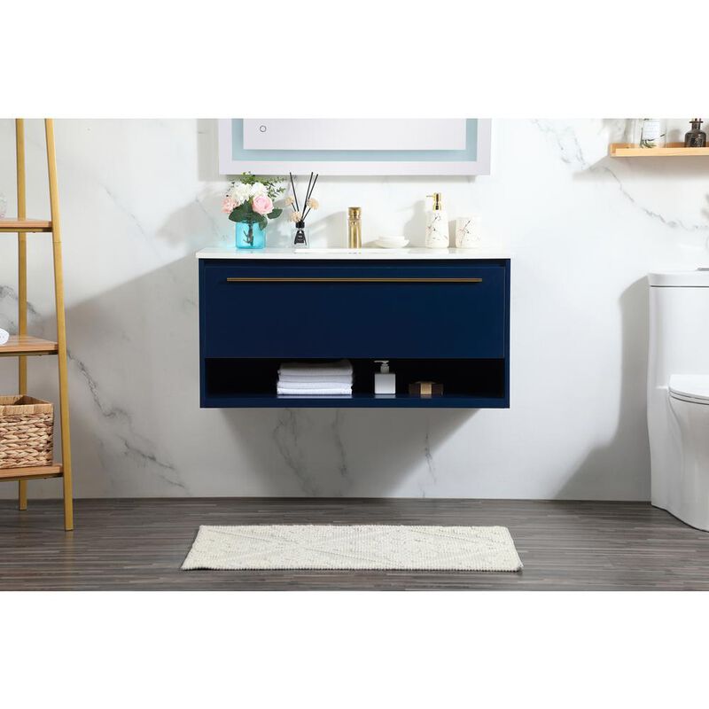 Elegant Kitchen and Bath 40 inch Single bathroom vanity in blue